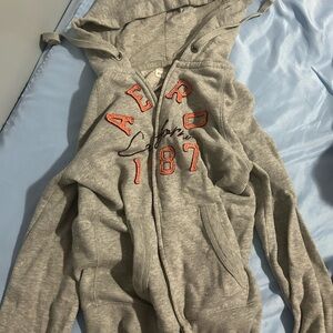 Gray Aeropostale Hoodie with Red Accents
